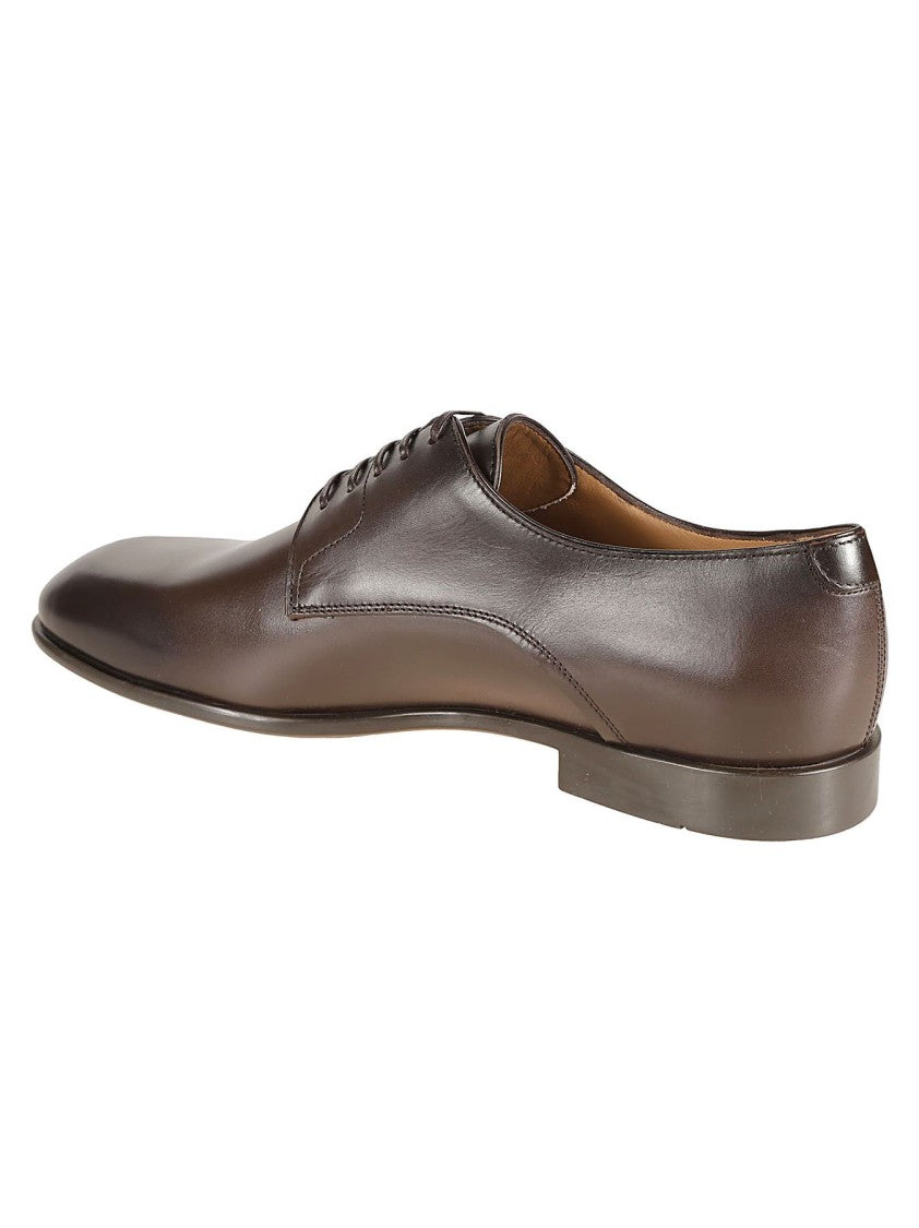 Ferragamo Matte Finish Brown Derby Shoes
