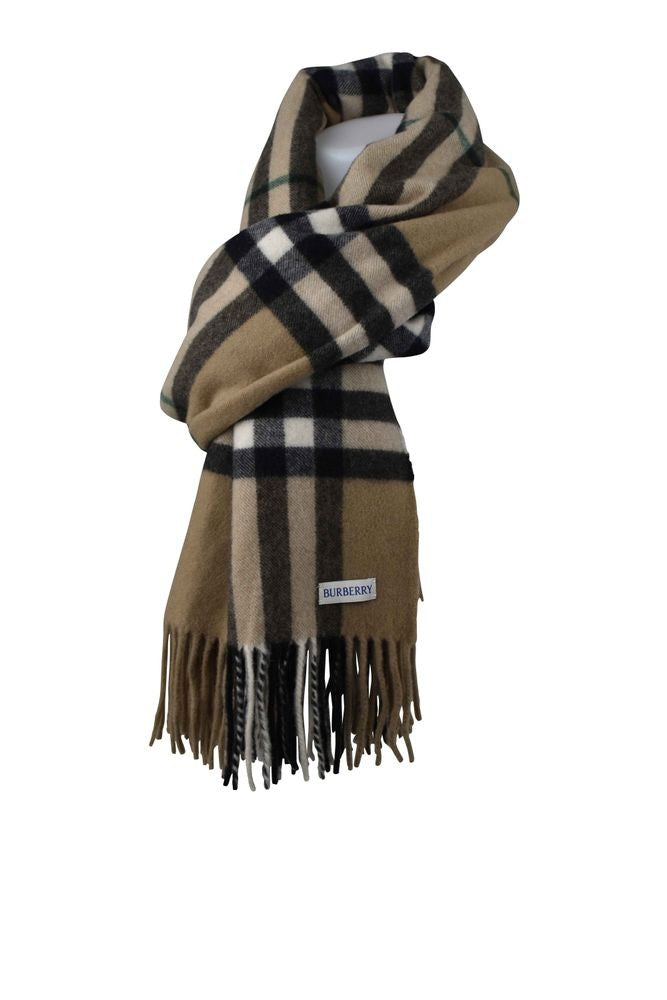 Burberry Plaid Cashmere Scarf With Fringed Ends