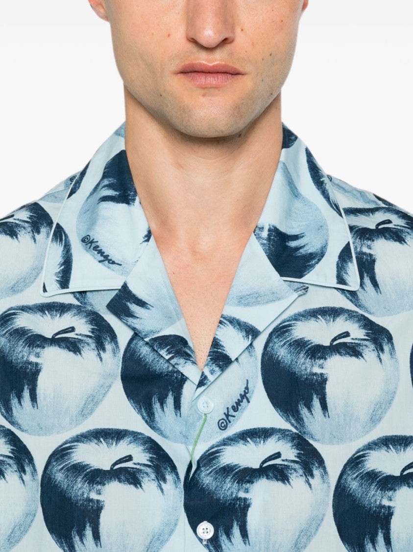 Kenzo Apple Print Short-Sleeved Shirt With Camp Collar