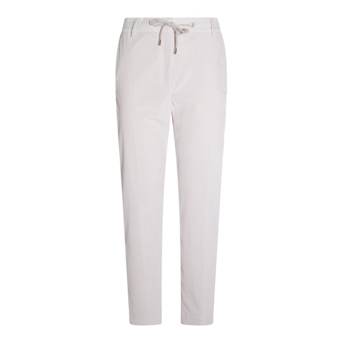 Eleventy Straight-Leg Ivory Trousers With Corduroy Texture