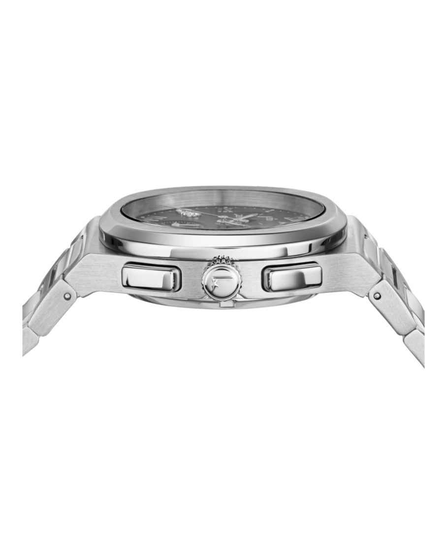 Ferragamo Elliptical Chronograph Watch With 38Mm Stainless Steel Case And Black Sunray Dial