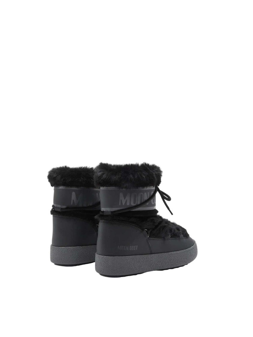 Moon Boot Black Ltrack Faux Fur Lace-Up Boots