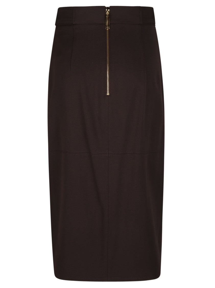 Elisabetta Franchi Knee Length Belted Slit Skirt