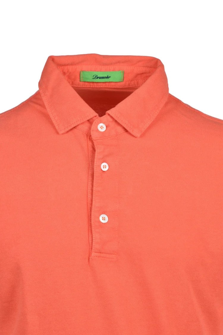 Drumohr Orange Knitted Cotton Polo