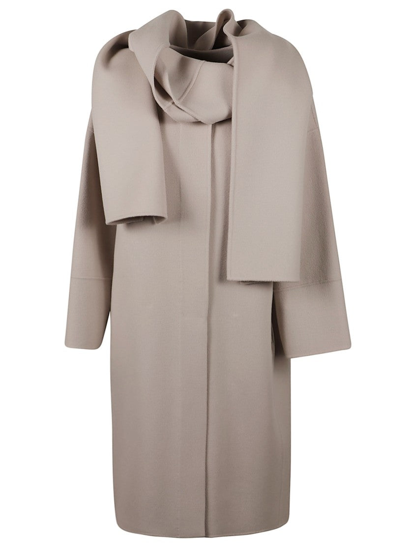 Max Mara Loose-Fitting Minimalist Coat With Collarless Neckline