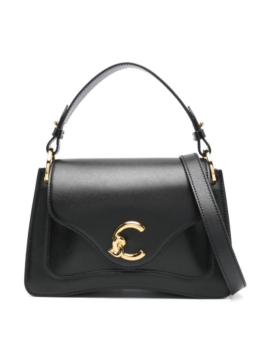 Coccinelle Nero Vitello Leather Handbag With Gold-Tone Clasp