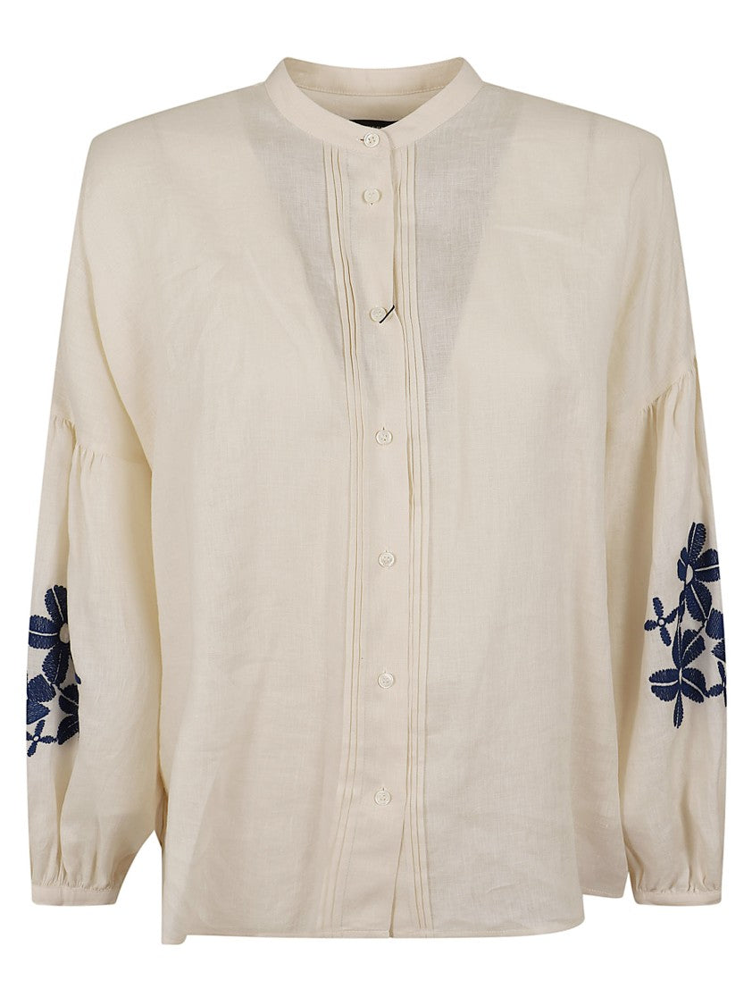 Max Mara Ilex Linen Shirt With Mandarin Collar