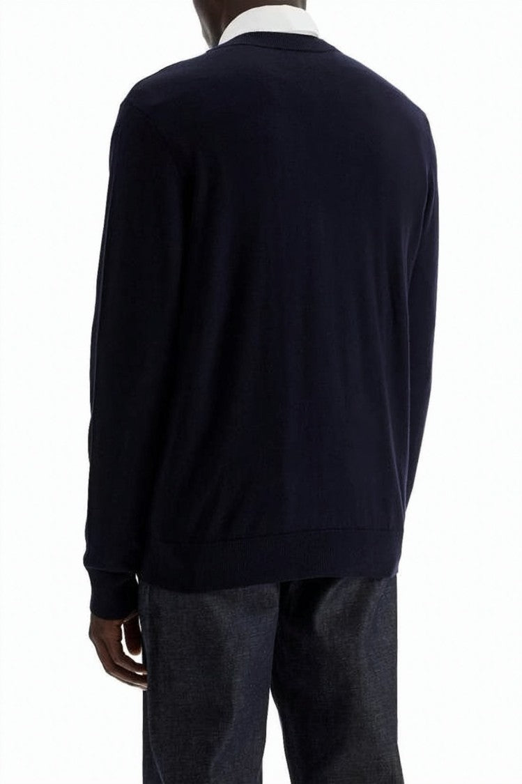 A.P.C. Classic V-Neck Cardigan With Button-Down Front And Embroidered Logo