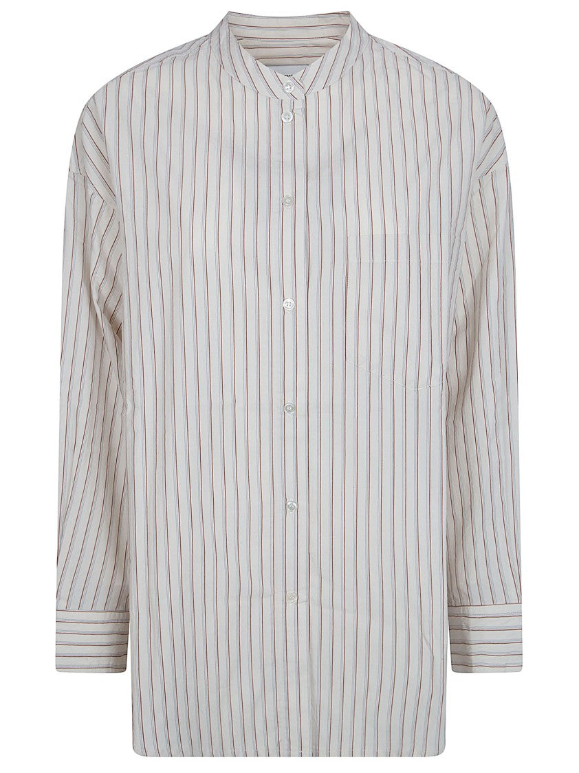 Yves Salomon Flowing Cotton Poplin Blouse With Officer Collar