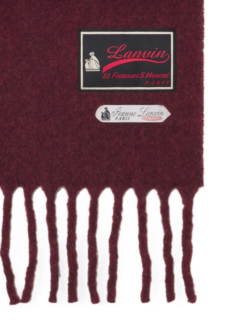 Lanvin Burgundy Fringed Silk-Nylon Scarf