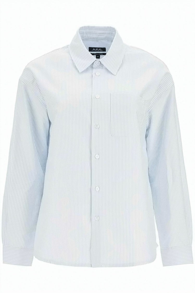 A.P.C. Relaxed-Fit White Shirt With Vertical Pinstripe Pattern
