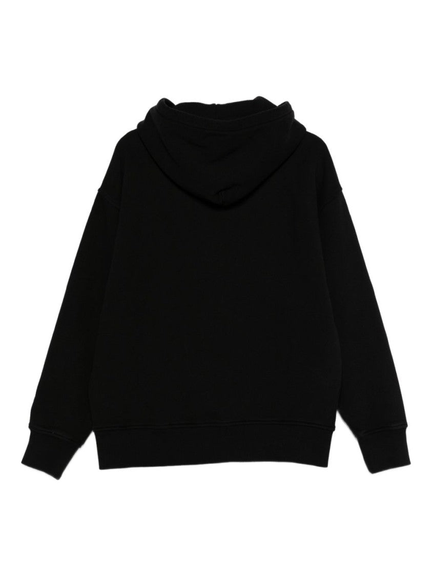 Msgm Classic Fit Black Hoodie With Embossed Logo