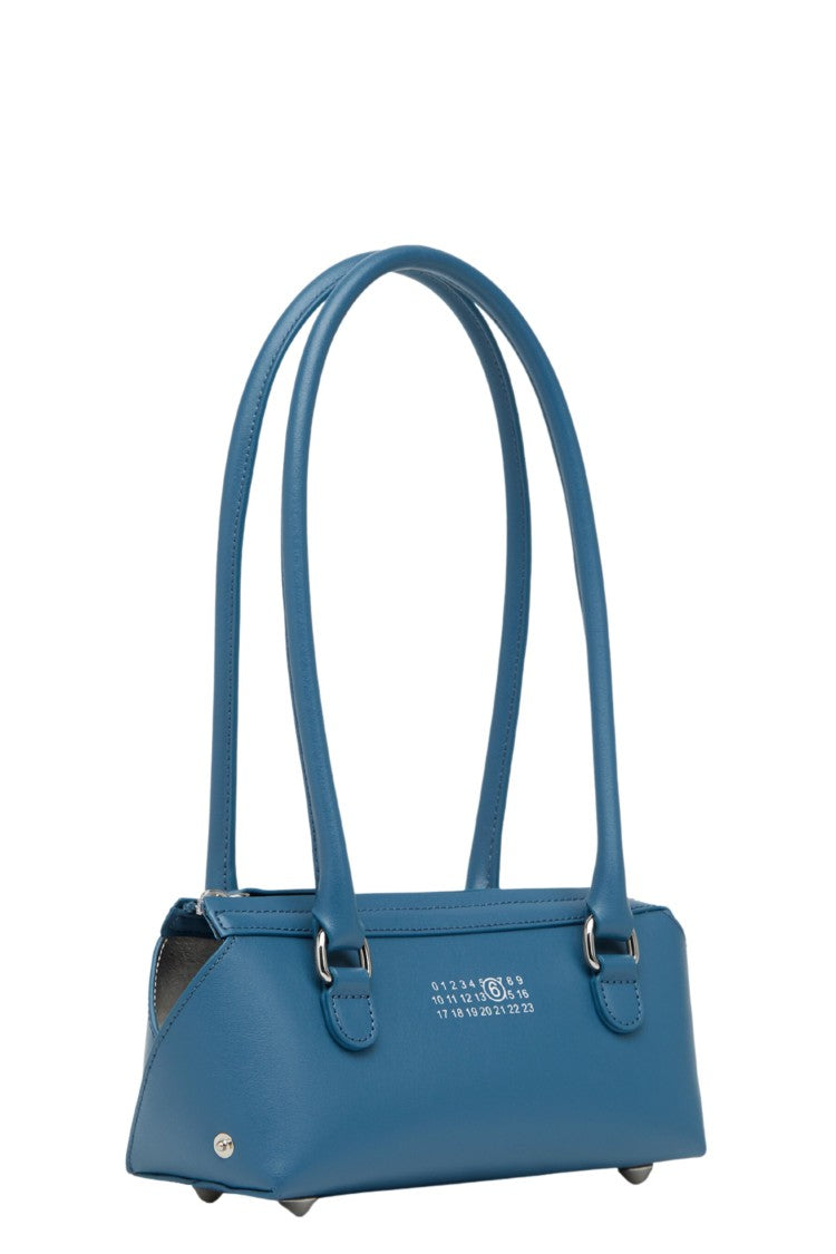 Mm6 By Maison Margiela Blue New Bauletto J Mini Double Top Handle Leather Shoulder Bag