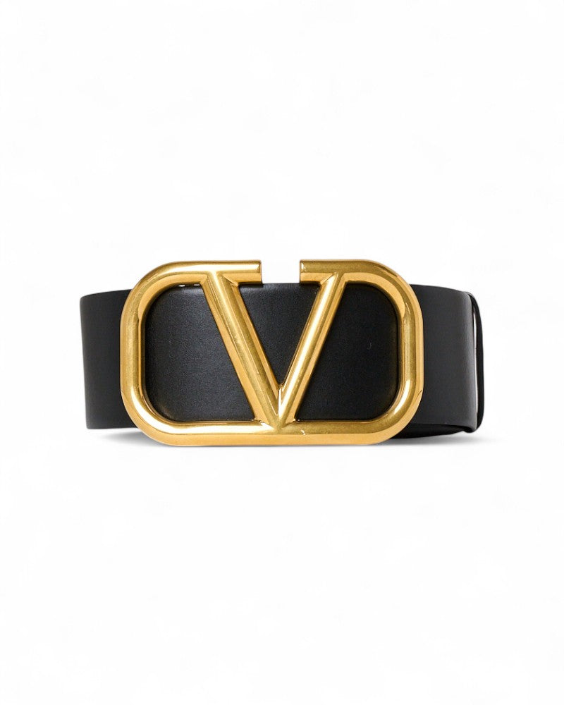 Valentino V Logo 70 Black Red Belt
