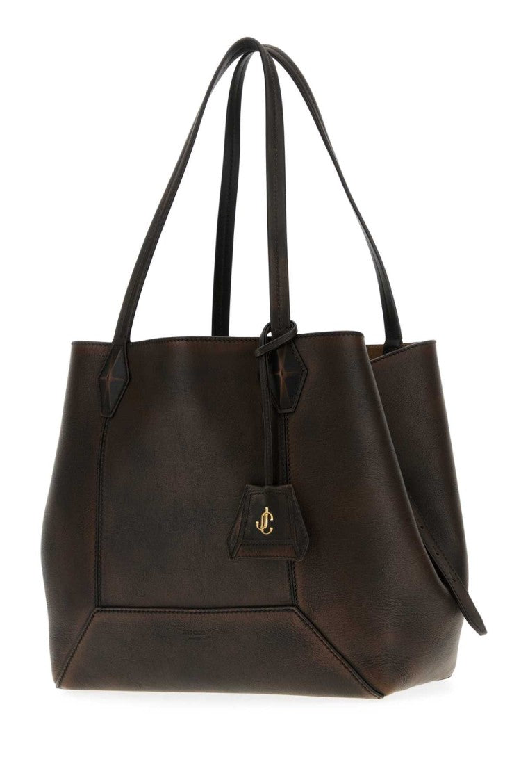 Jimmy Choo Dark Brown Leather Diamond Shopping Bag