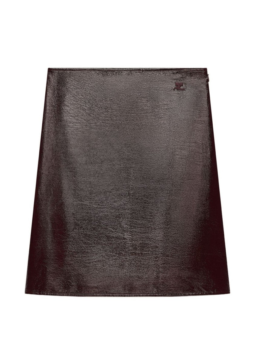 Courrèges Burgundy Glossy A-Line Mini Skirt