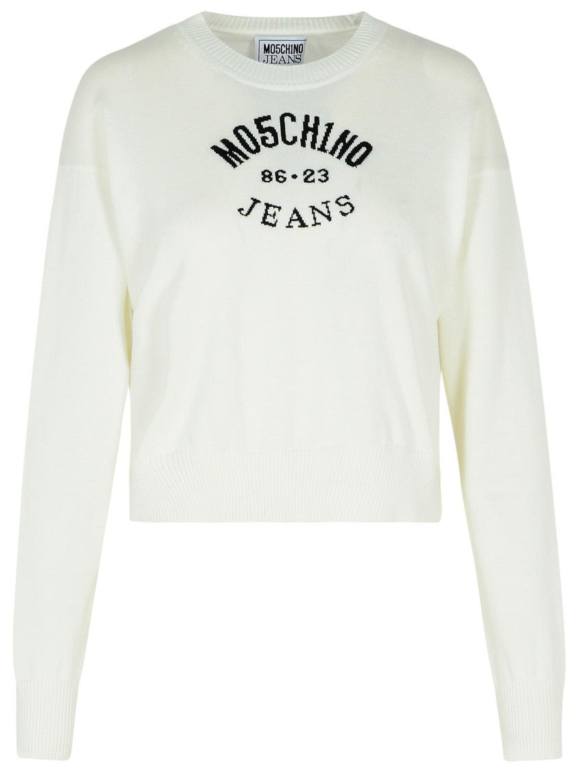 Moschino Jeans White Cotton Sweater