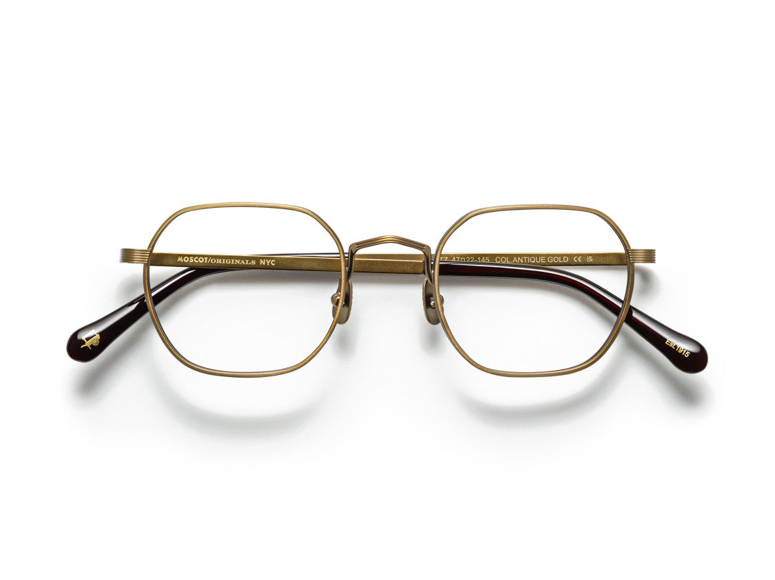 Moscot Gold Or-Utz-O Hexagonal Metal Eyeglasses