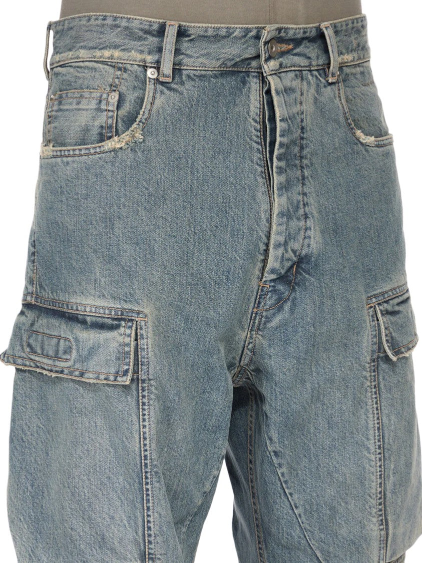 Drkshdw By Rick Owens Loose-Fitting Denim Cargo Jeans With Flap Pockets