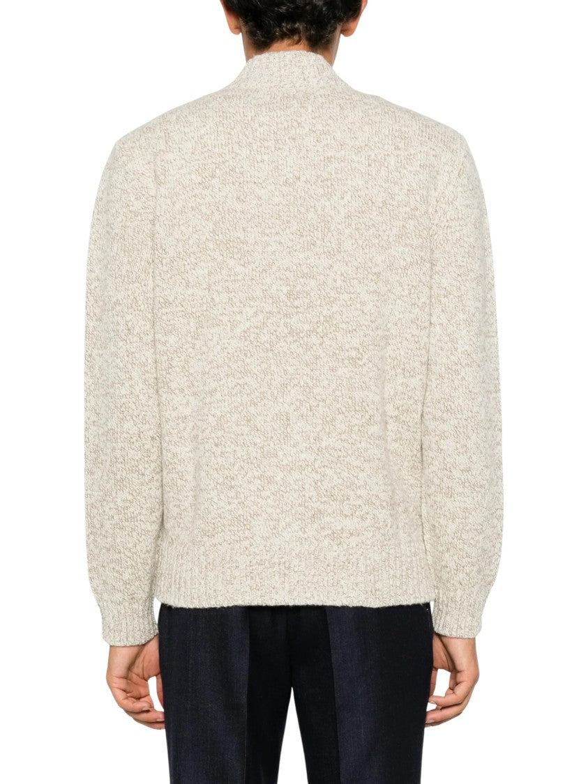 Lardini Marl-Knit High-Collar Zip-Through Knit