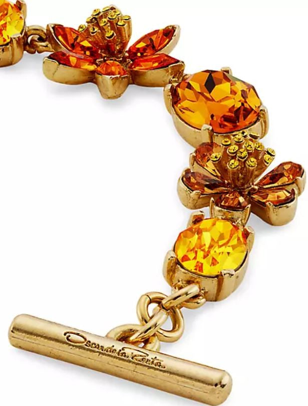 Oscar De La Renta Crystal Flower Bracelet