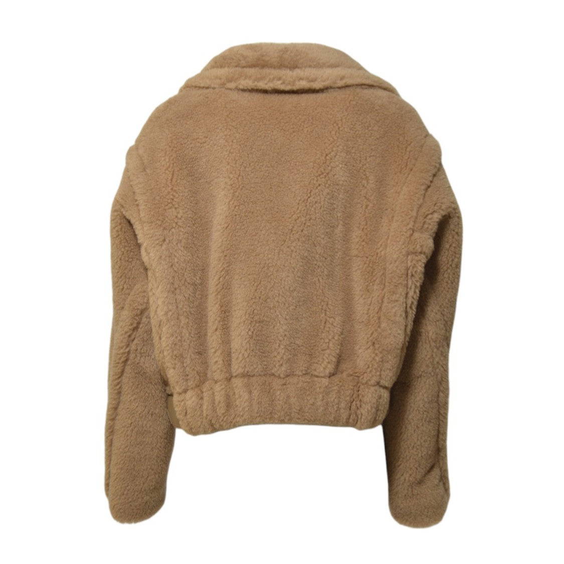 Max Mara Cropped Teddy Jacket In Camel Plush Fabric