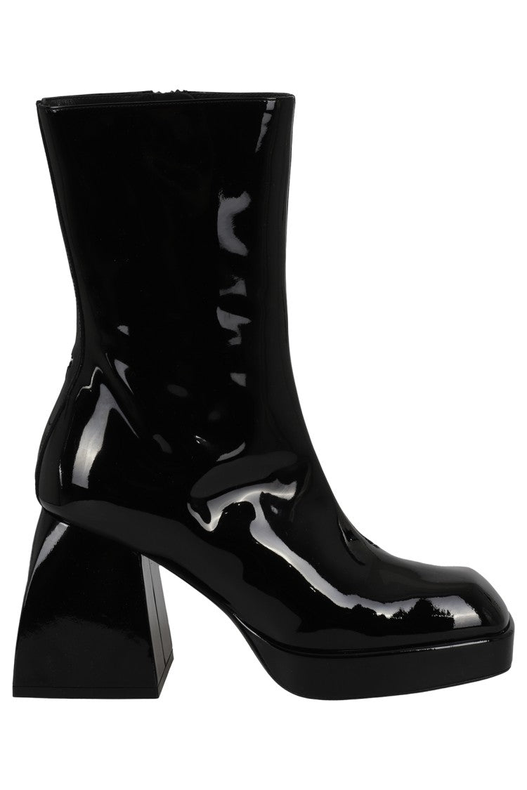 Nodaleto High Gloss Calfskin Leather Bulla Corta Boots
