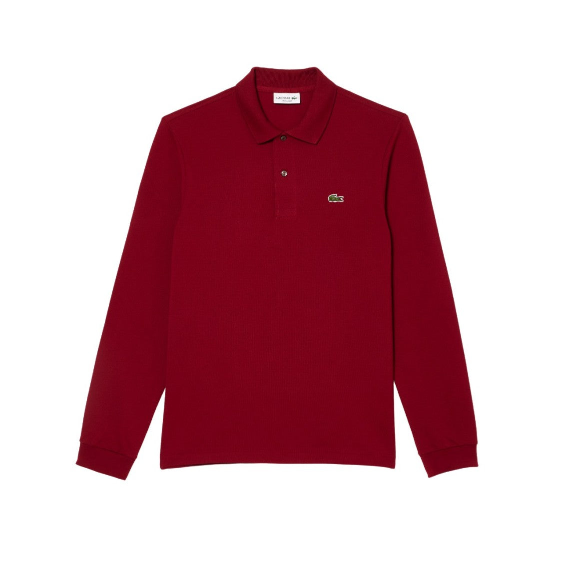 Lacoste Bordeaux Long Sleeve Polo With Mother-Of-Pearl Buttons