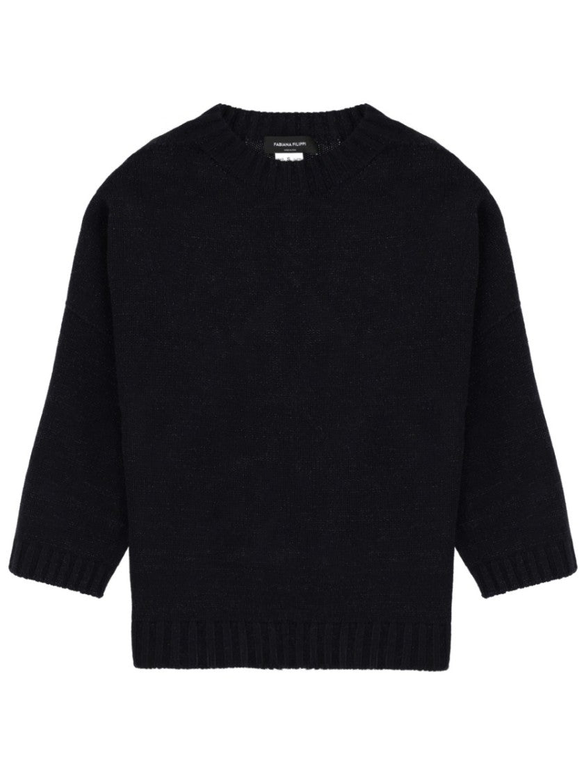 Fabiana Filippi Neutrals Cropped Ribbed Knit Wool Sweater