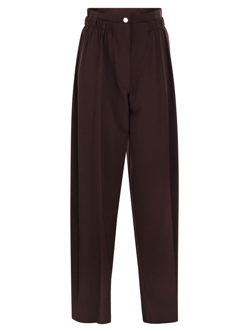 Sportmax Wide-Leg Stretch Wool Trousers With Double Belt Detail