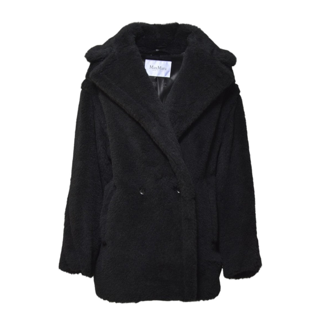 Max Mara Short Double-Breasted Teddy Coat In Alpaca