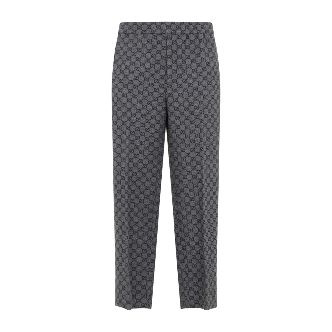 Gucci Gg Logo Flannel Grey Wool Pants