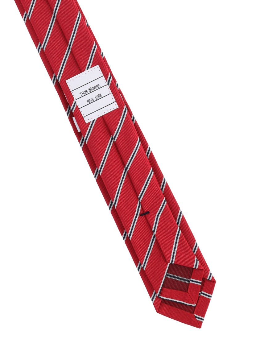 Thom Browne Red Striped Silk Tie