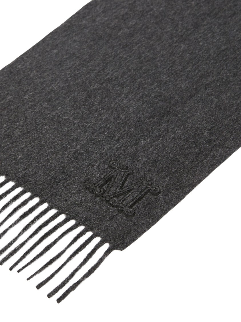 Max Mara Wsdalia Fringed Pure Cashmere Scarf - Dark Grey