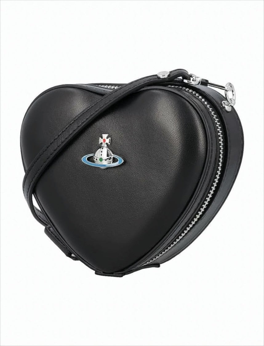 Vivienne Westwood Heart-Shaped Lambskin Shoulder Bag With Metallic Emblem