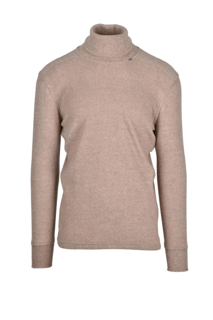 A.M.Couture Brown Wool Polyester Elastane Viscose Women's Mock Neck