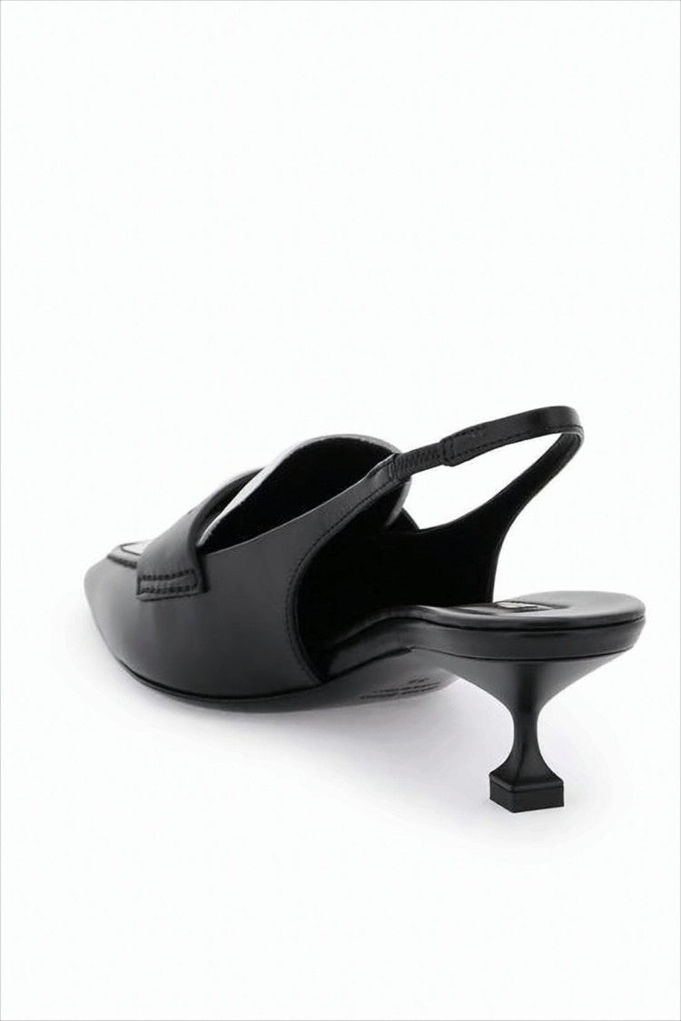 Miu Miu Pointed-Toe Slingback Pumps With Low Sculpted Heel