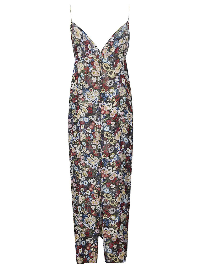 Khaite Multicolor Taja Long Slip Silk Chiffon Dress