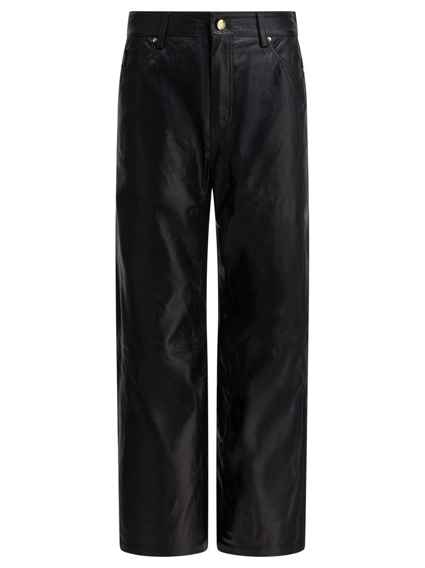 Max&Moi Straight-Leg Leather Trousers With Classic Five-Pocket Design