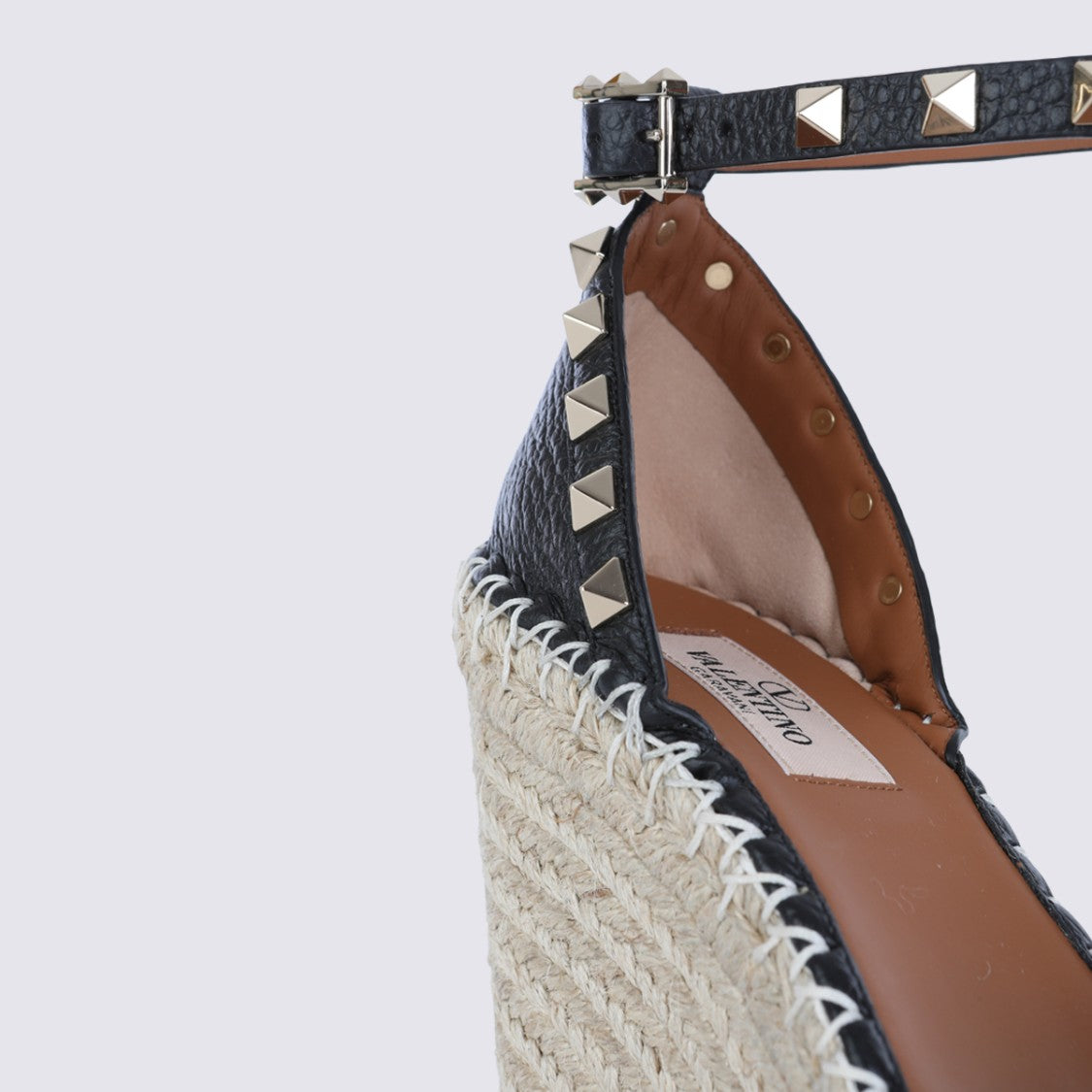 Valentino Garavani Wedge Espadrille Sandals With Studded Ankle Strap