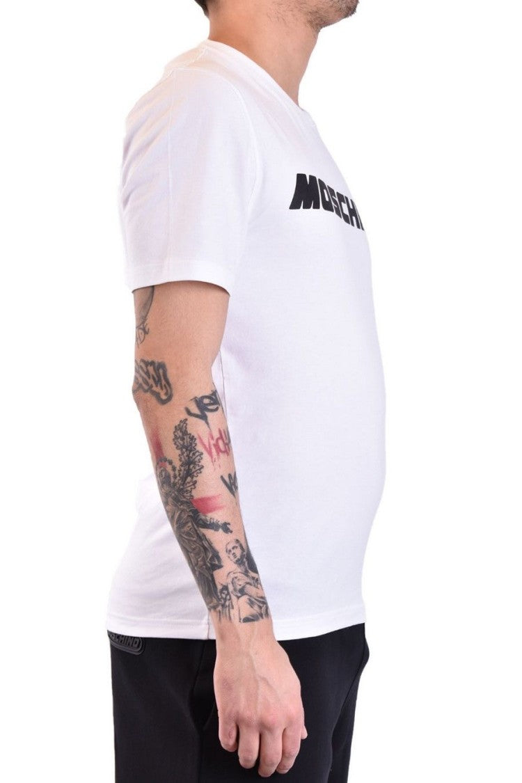 Moschino White Logo Print Cotton T-Shirt