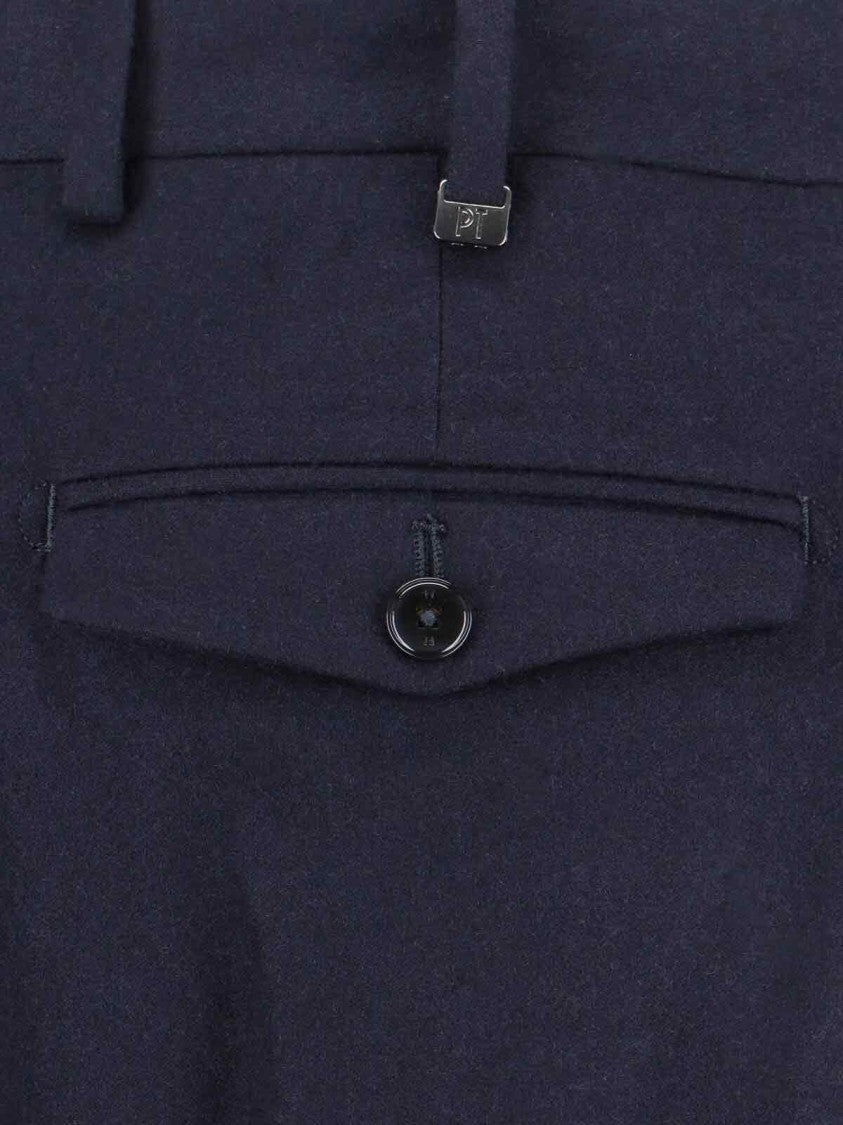 Pt Torino Blue Virgin Wool And Cashmere Trouser