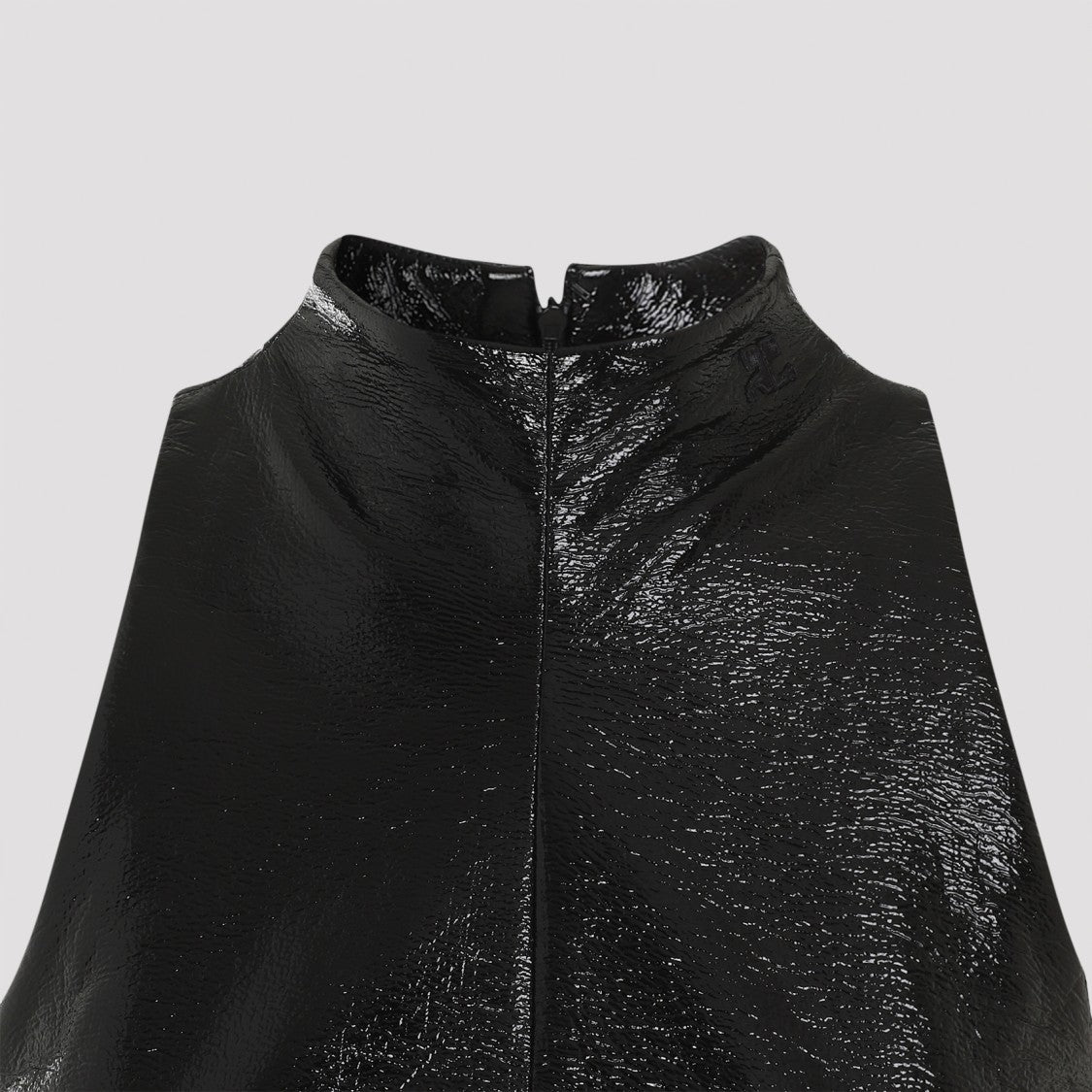 Courrèges Mini Dress With High Neckline And Glossy Finish