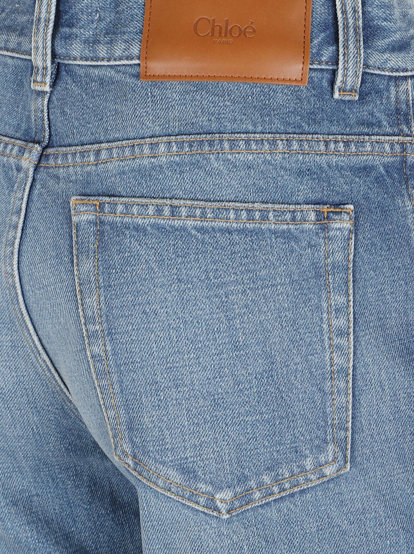 Chloé Medium-Wash Cotton Denim Straight-Leg Jeans