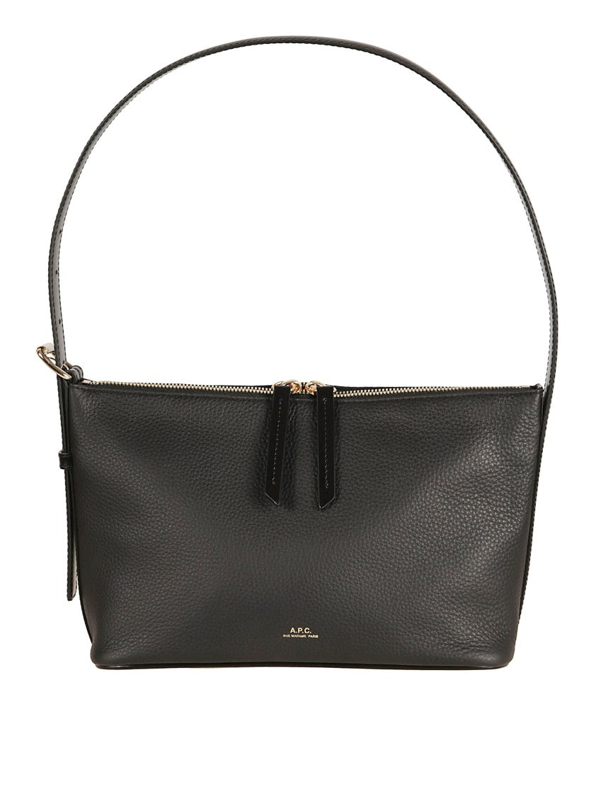 A.P.C. Rectangular Black Bag In Textured Cowhide Leather
