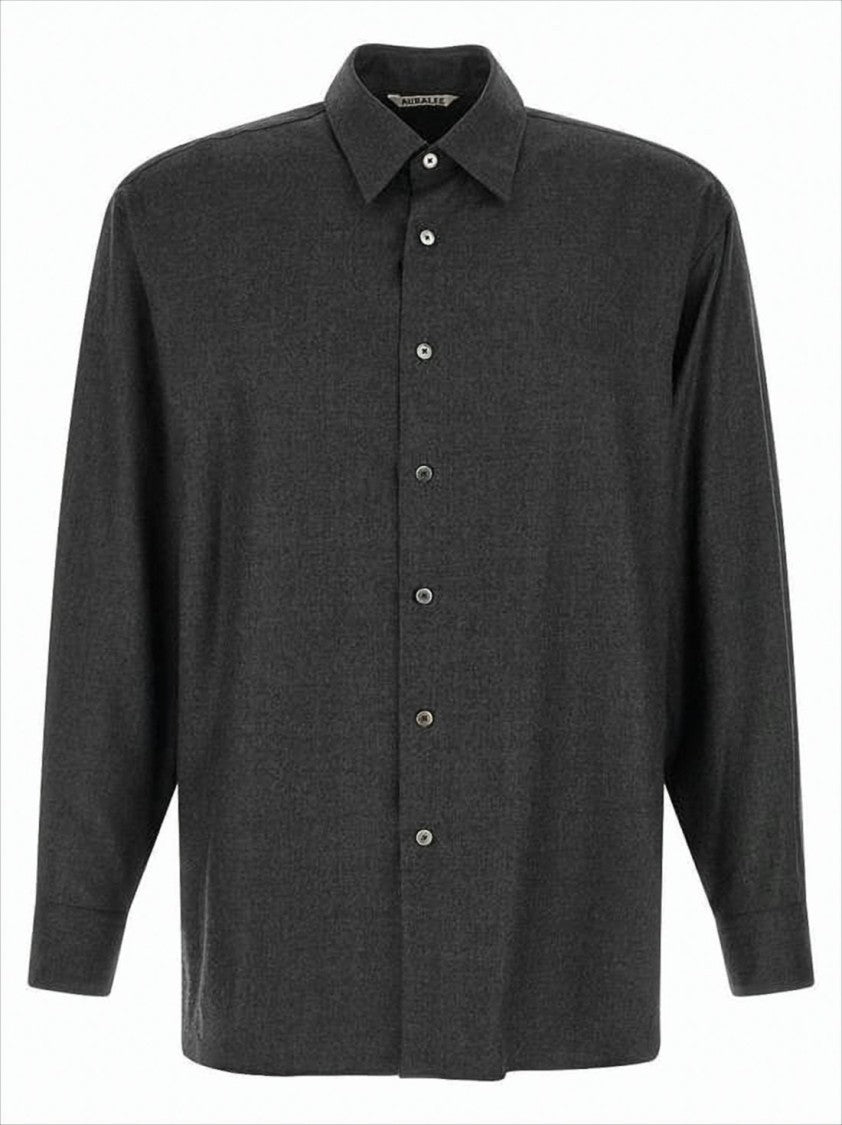 Auralee Relaxed Fit Wool Shirt With Classic Collar