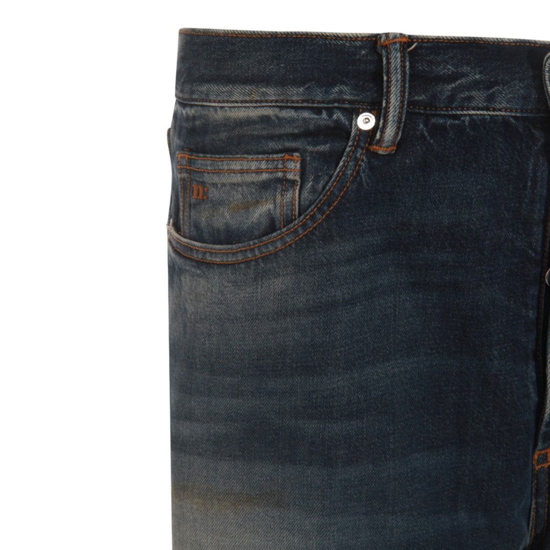 Nine In The Morning Straight-Leg Blue Jeans With Distressed Details