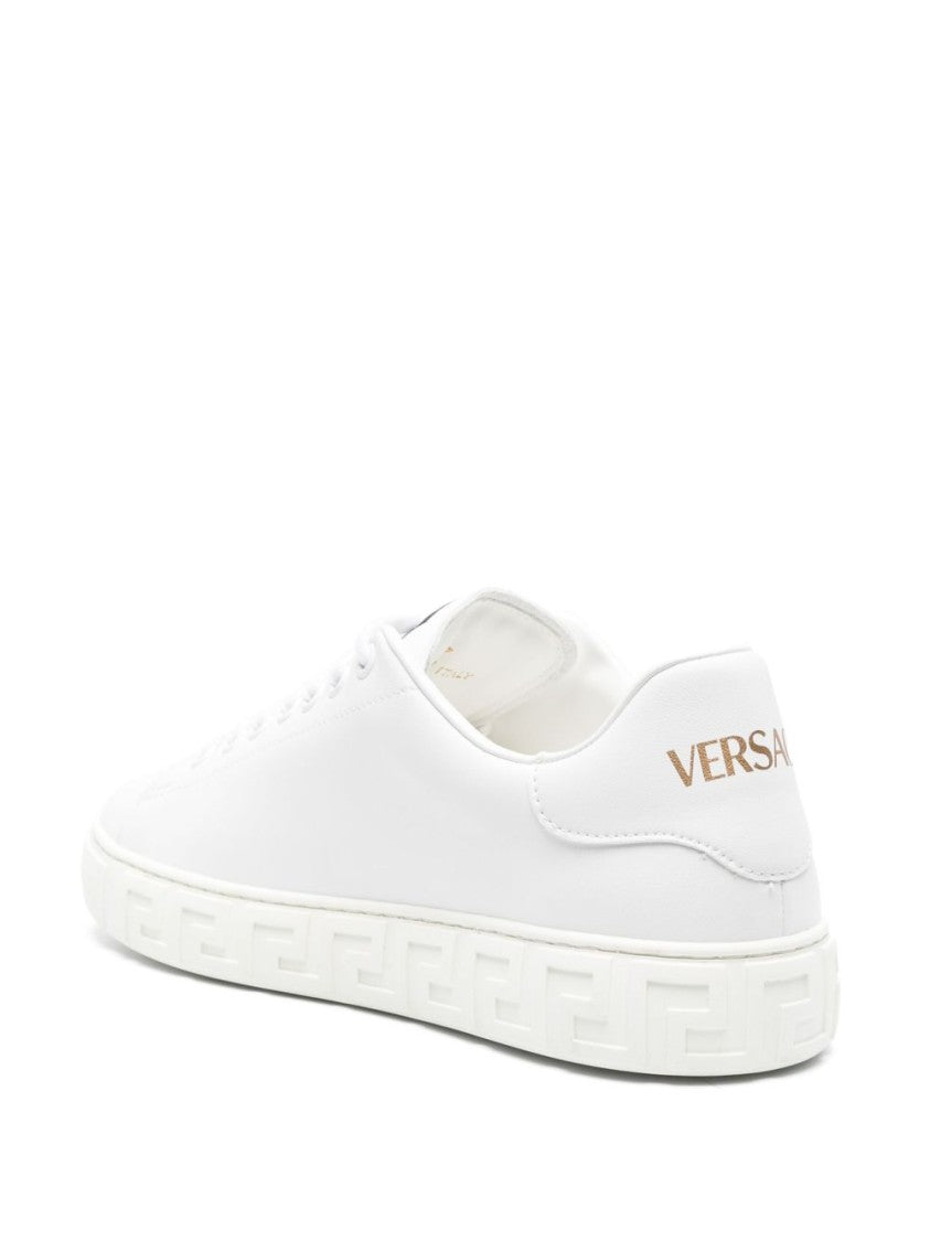 Versace Greca-Embossed Leather Sneakers
