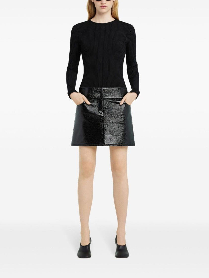 Courrèges Black Mini Skirt With Concealed Fastening And Pockets