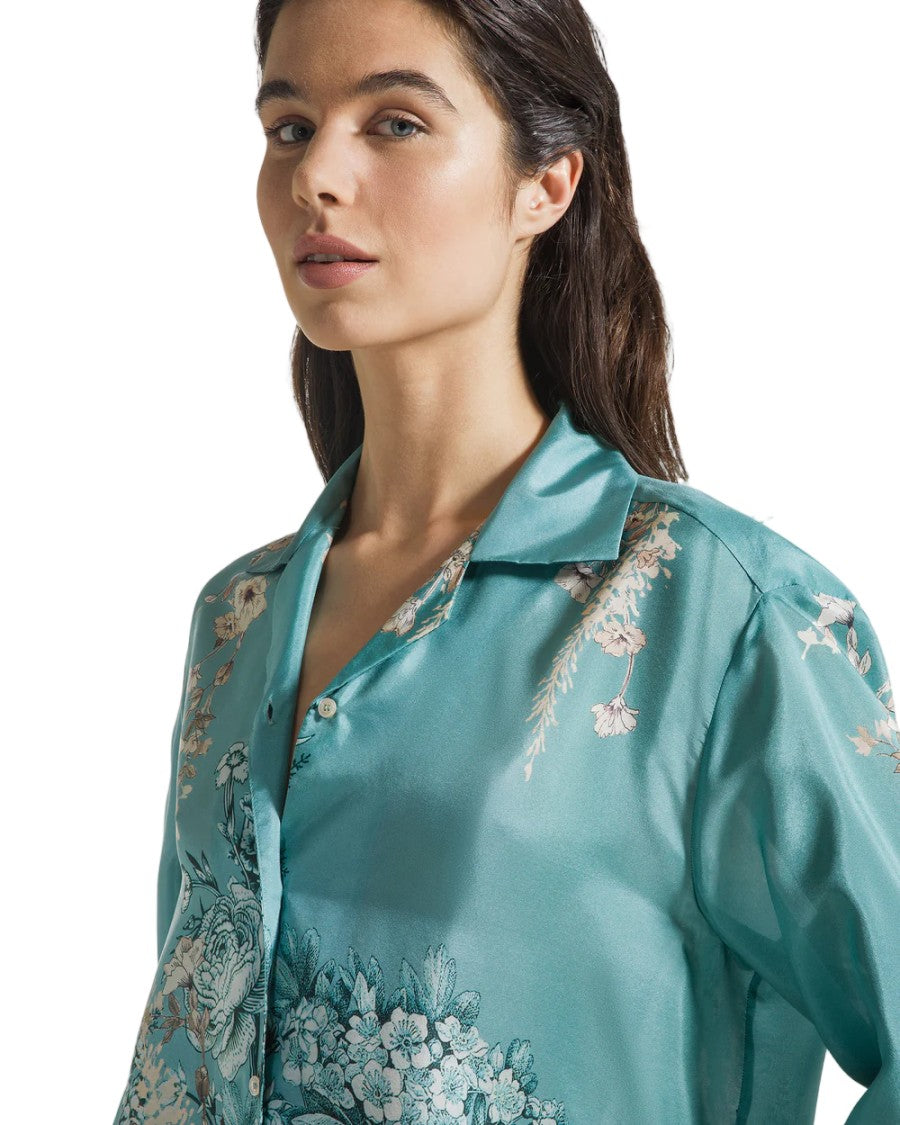 Seventy Floral Print Silk Twill Shirt Jacket